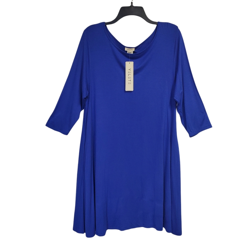 NWT Yelete Women's Dress / Tunic Top Royal Blue Size XXL